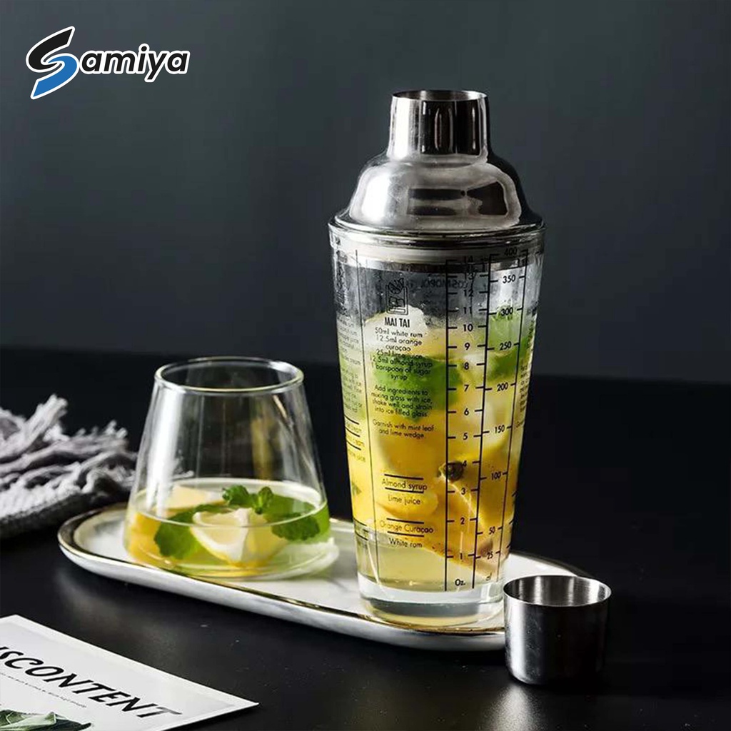 shaker cocktail glass recipe stainless 450ml / pengocok minuman shaker stainless gelas ukur kaca