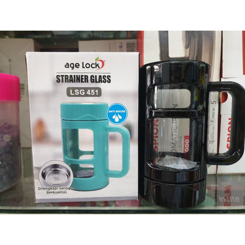 Age Lock Strainer Glass LSG 451. Gelas minum cangkir. Botol Mug portable