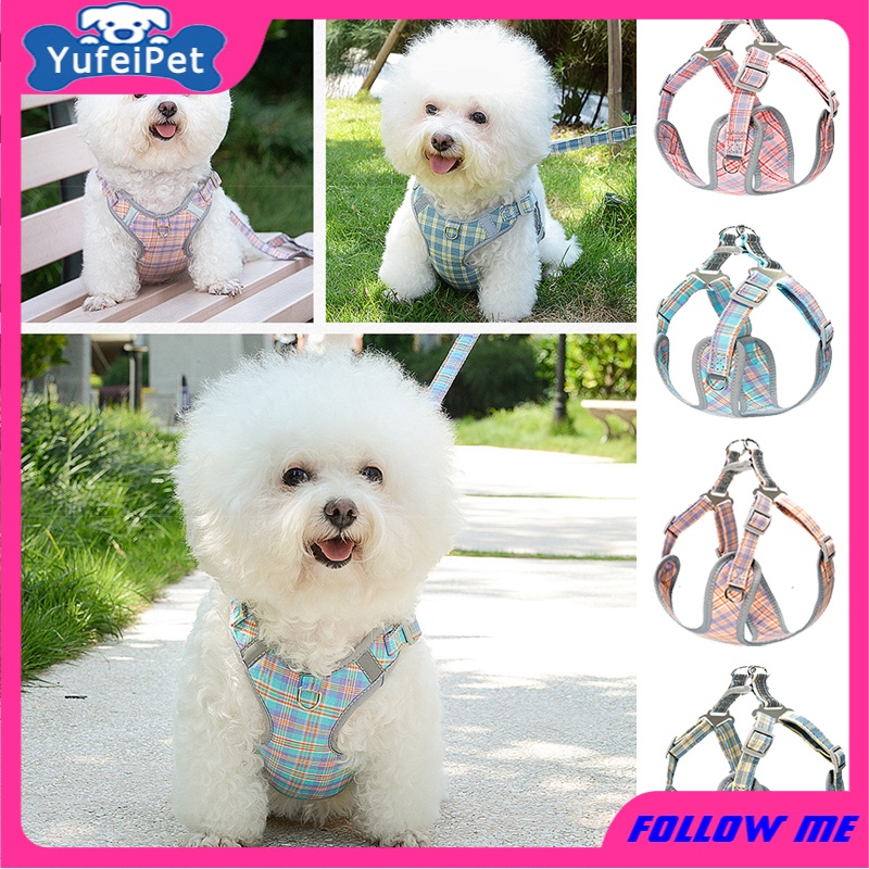 Rompi Harness Breathable Motif Kotak-Kotak Reflektif Untuk Anjing