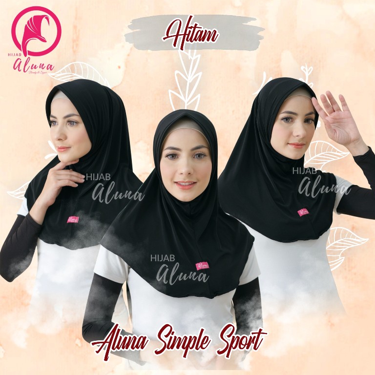Instant Simple Sport By Hijab Aluna Official | Kerudung | Jilbab | Hijab | Hijab Instan | Jilbab Instan | Jersey Stella-Hitam