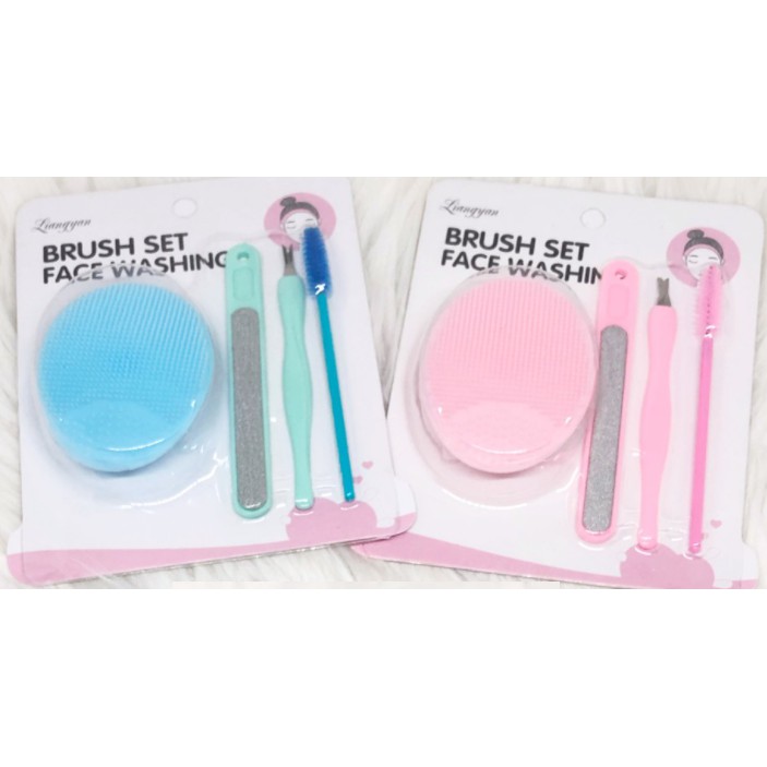 Brush Set Face Washing 4in1 / Pembersih Wajah Silikon 4in1