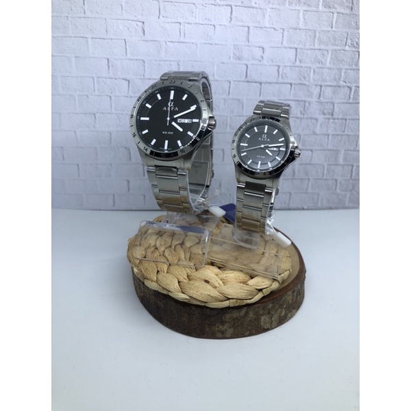 JAM TANGAN WANITA PRIA COUPLE ALFA 99021L ORIGINAL BERAGARANSI dilver jarum putih