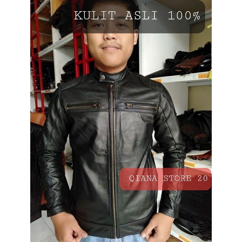 Jaket Pria Kulit Asli Domba New Tren/Jaket Kulit Asli Motor Elegant