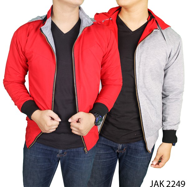 Jaket Pria Modis Keren Parasut Abu – Merah – JAK 2249