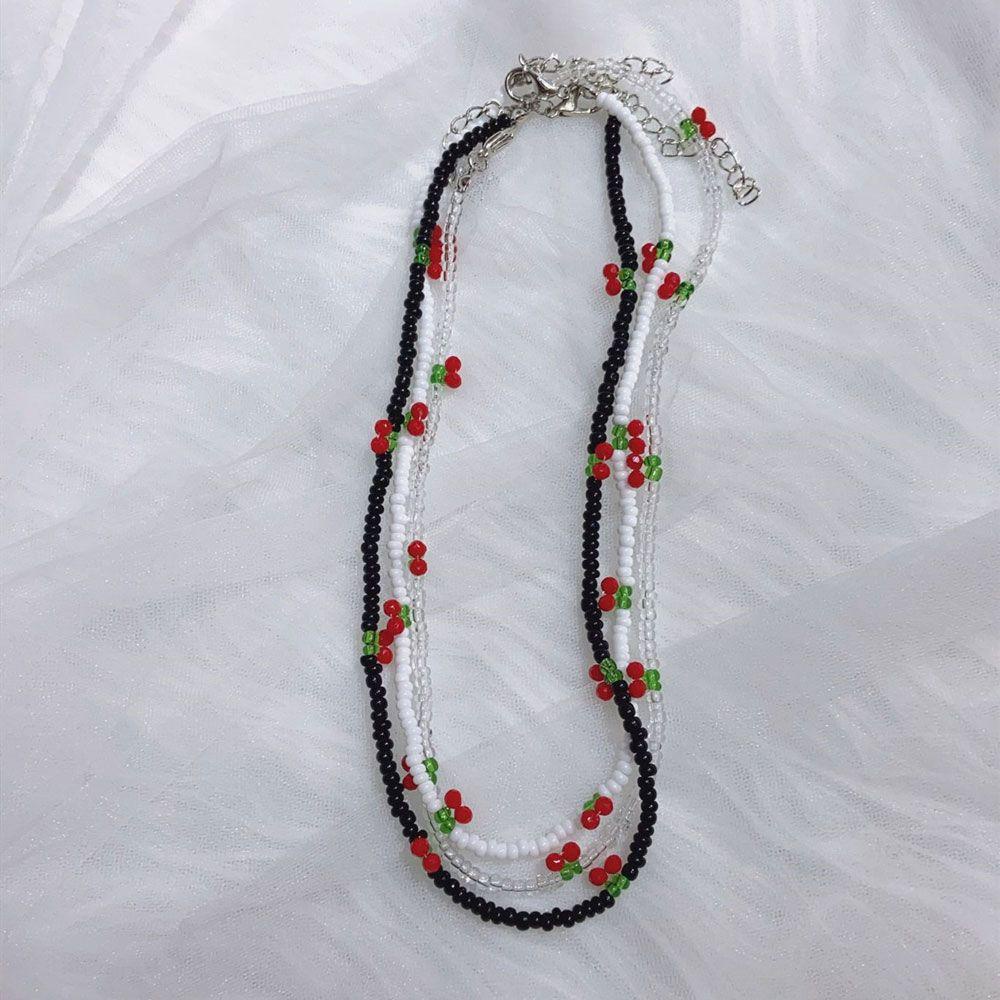 Solighter Kalung Wanita Gadis Manik-Manik Transparan Menenun Manik-Manik