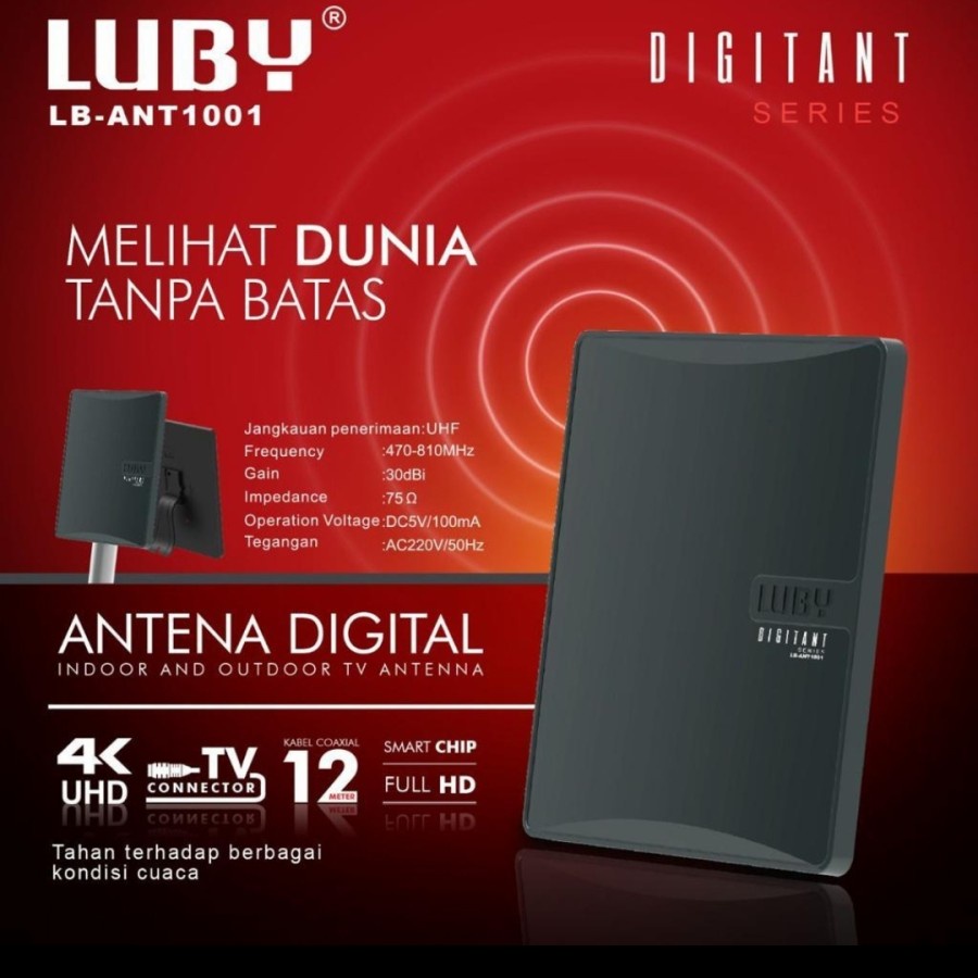 Antena Tv Digital Indoor Dan Outdoor Luby Lb Ant 1001 Original