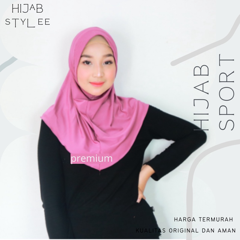 Kerudung Khimar Instan Hijab Sporty pet bahan Jersey Olahraga Volly Basket Futsal No Label Termurah