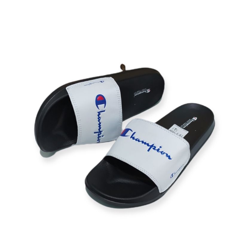 SANDAL SLIP ON PRIA GRADE ORIGINAL IMPORT QUALITY/SANDAL SLOP PRIA/SANDAL SLOP KARET/SANDAL SLOP EMPUK/SANDAL SANTAI-Cham Putih