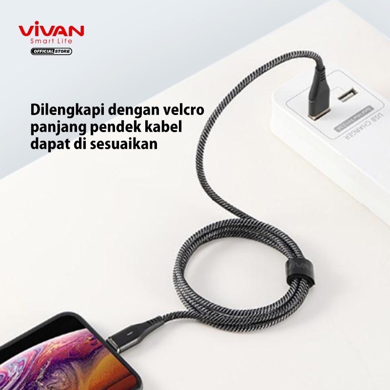 VIVAN Kabel Magnet iPhone Magnetik Fast Charging 2.4A MGL100 Super Strong Quick Charge Lightning