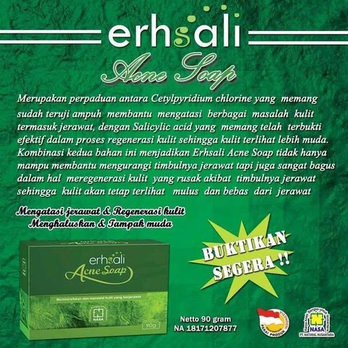 PROMO Sabun Wajah Anti Jerawat Pria Wanita / Anti Acne Soap Sabun Transparan / Sabun Pembersih Jerawat / Sabun Anti Jerawat / Erhsali Anti Acne Soap Nasa / Ershali Anti Acne Soap / Erhasali Anti Acne / Erhsali Anti Acne Soap Sabun Transparan Anti Jerawat