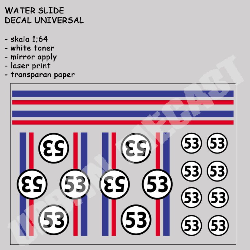 Hot wheels decal white toner Herbie