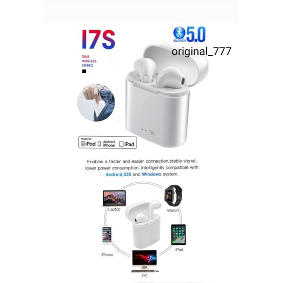 headset i7s / headset bluetooth i7s / handsfree hf i7s