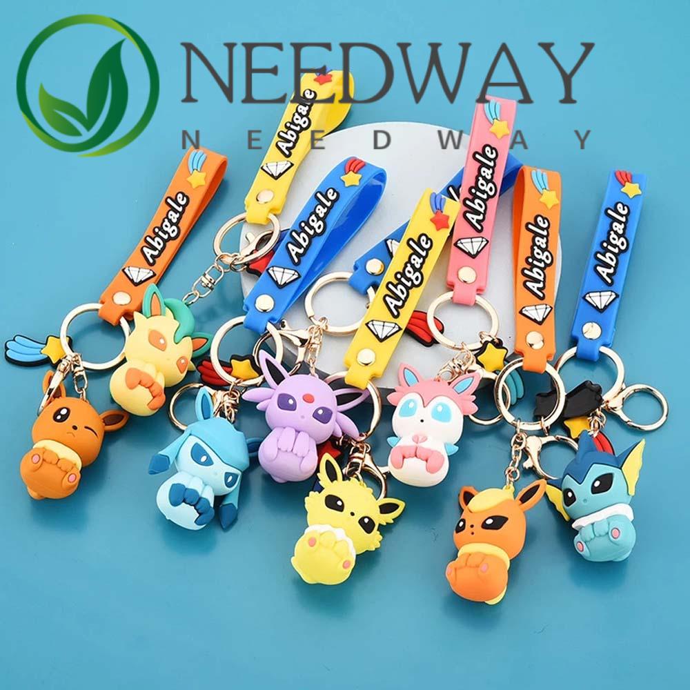 Needway  Pikachu Pokemon Figures Toy Sylveon Bag Pendant Pikachu Doll Keychain Action Figure Keychain 10 styles Espeon Classic Japanese Cartoon Pocket Toy Elf Car Keychain