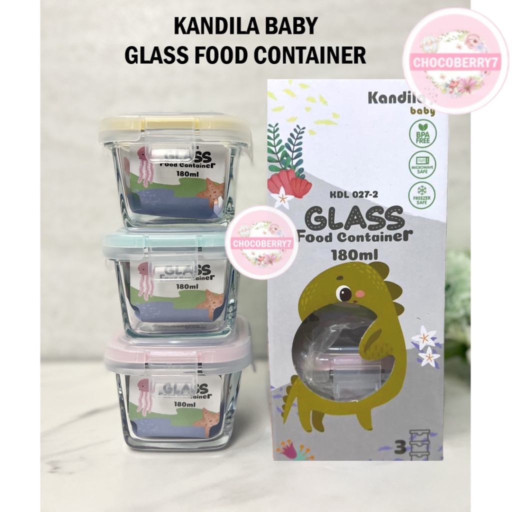 Kandila / BebeWawa Baby Glass Food Container MPASI Bayi Wadah Kaca Tempat Makan Bayi 180ML 160ML