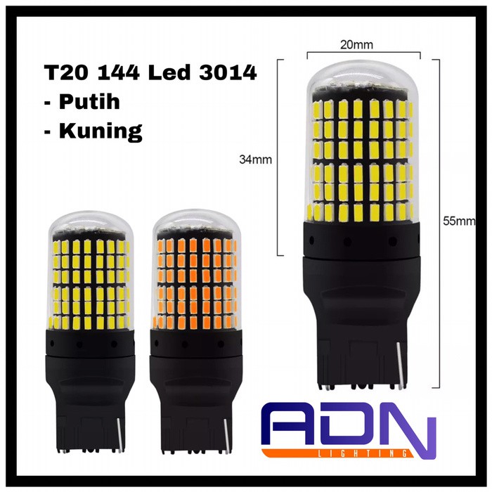 Lampu LED T20 144 smd 3014 Sein Rem Senja No Hyper Flash NO EROR ADN 7440 7443