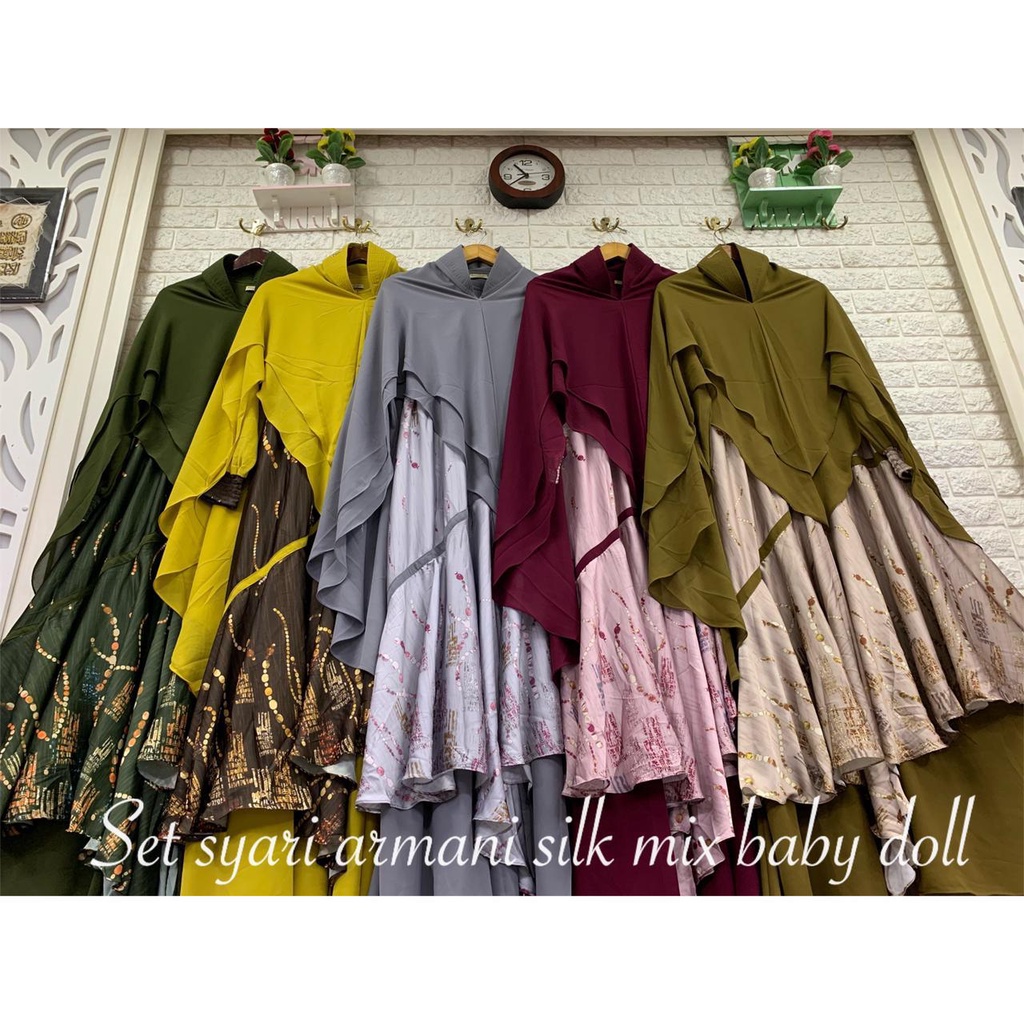 Gamis Annisa Syari Dress Muslim Set Hijab Fashion Jumbo Terbaru Ceruti Babydoll Original 2021
