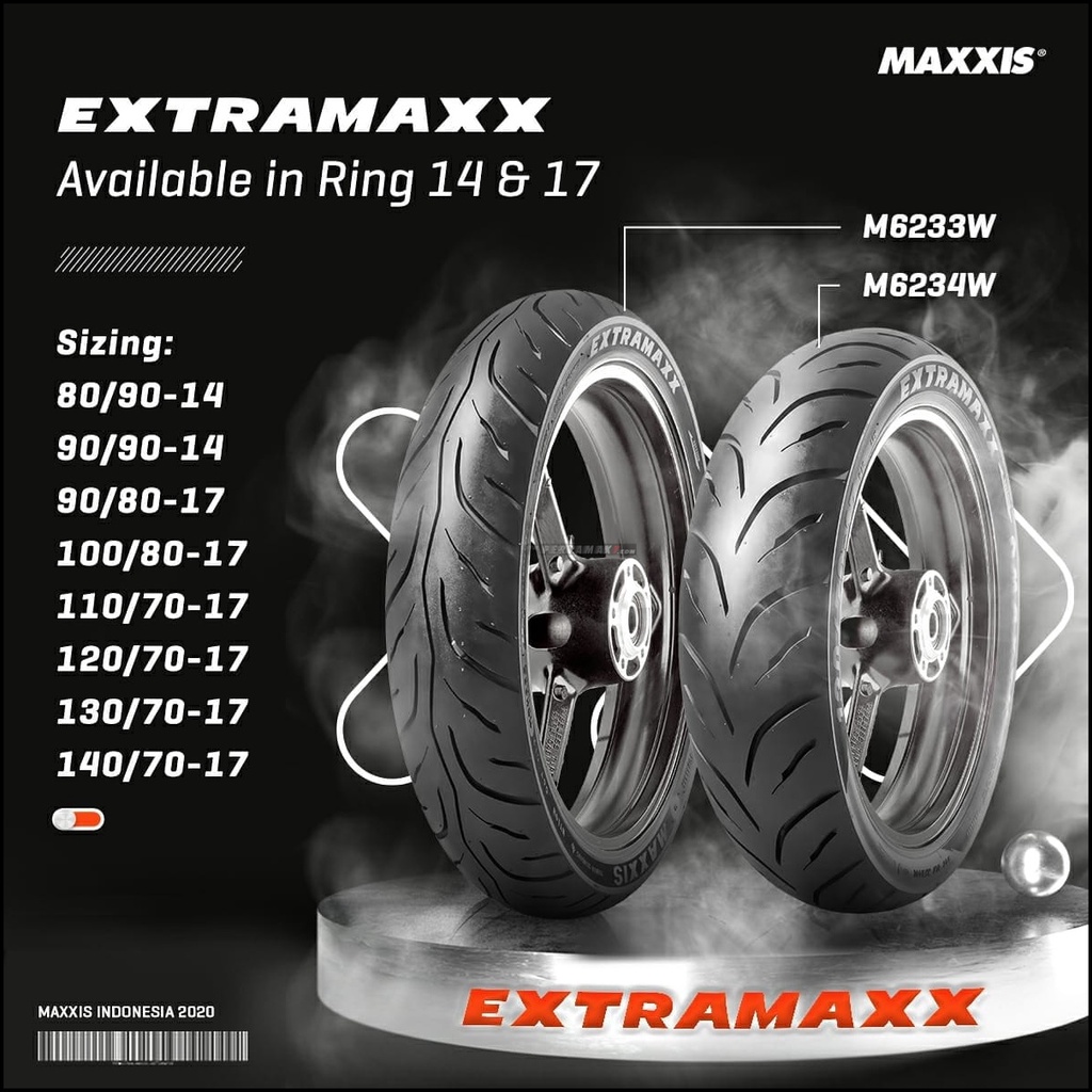 Ban Luar Maxxis EXTRAMAXX M6233W 100/80-17 TUBLESS || GRATIS PENTIL  TUBLESS-3