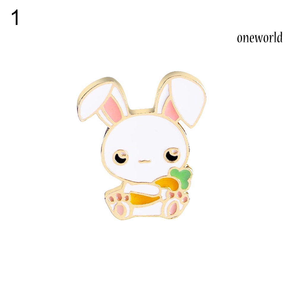 OW@ Cute Cartoon Enamel Brooch Pin Animal Rabbit Pattern Clothes Badge Jewelry Decor