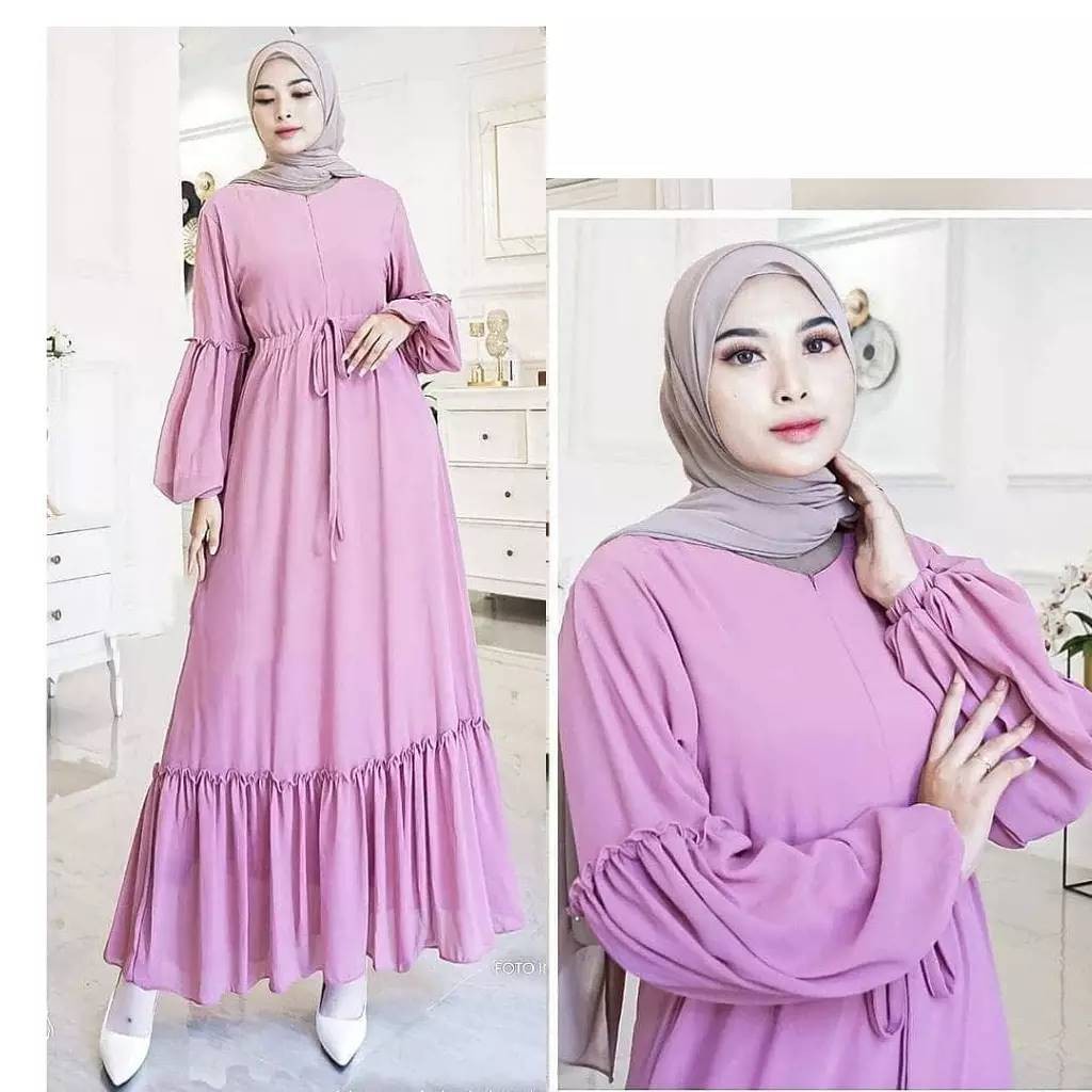 GAMIS WANITA DINNA MAXI DRESS BAHAN CERUTY BABYDOLL ( BUSUI FRIENDLY ) GAMIS CERUTY WANITA / GAMIS TERBARU 2023 KEKINIAN / MAXY DRESS JUMBO KEKININA  / PAKAIAN BAJU MUSLIM MODERN KEKINIAN / DRESS BUSUI FRIENDLY