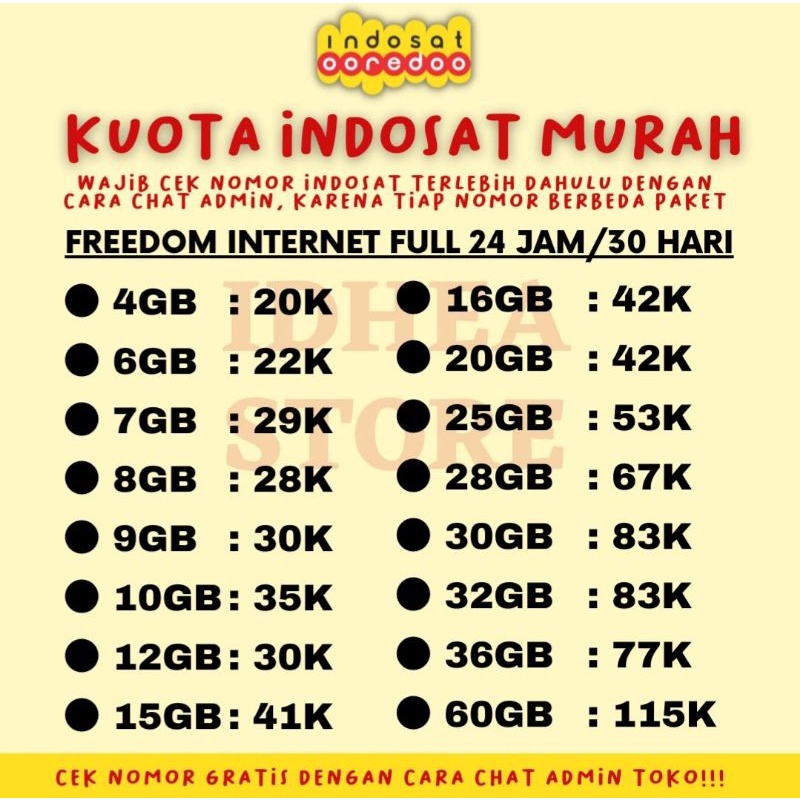 Kuota Indosat Freedom Internet Full 24 Jam Gift IM3 Data Murah Hot Promo 100GB 50GB