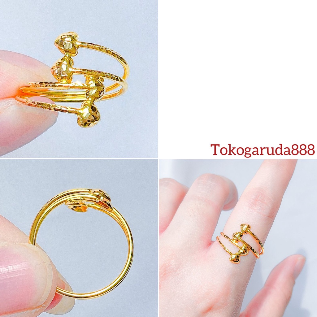 Cincin selisih love hati anak dan dewasa emas asli kadar 700 70% 16k 22 11 12 13 14 15 16 17 18