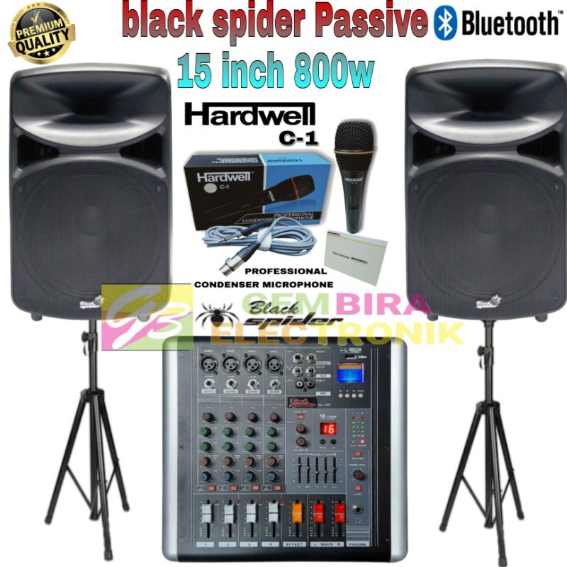 Paket Speaker Black Spider 15" Pasif Outdoor Indoor Mixer black spider