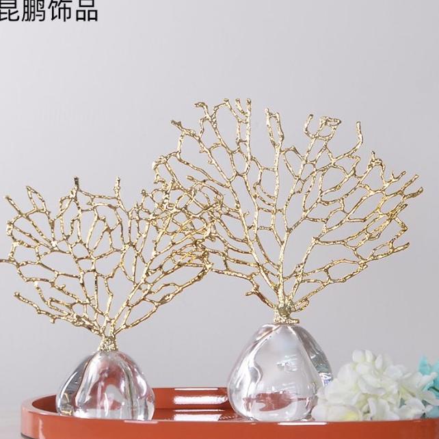 

Eksklusif Modern White Crystal Gold Coral Statue Ornament Home Decoration MuRah!!!