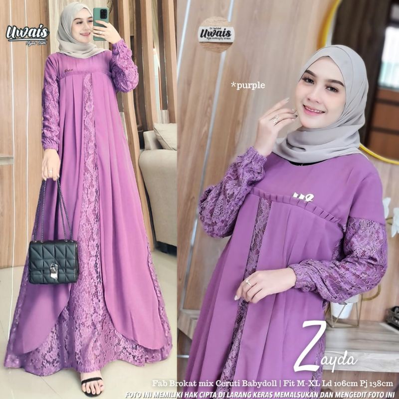 Kebaya Modern Gamis Wanita Brokat Zayda Ori By Uwais Terbaru