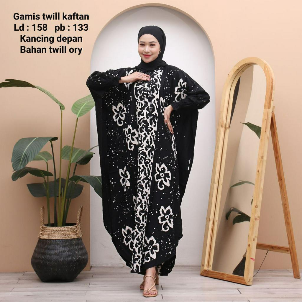 GAMIS TWILL KAFTAN SUPER JUMBO LD 144 PB 130 KANCING DEPAN BAHAN TWILL ORY BERKUALITAS.