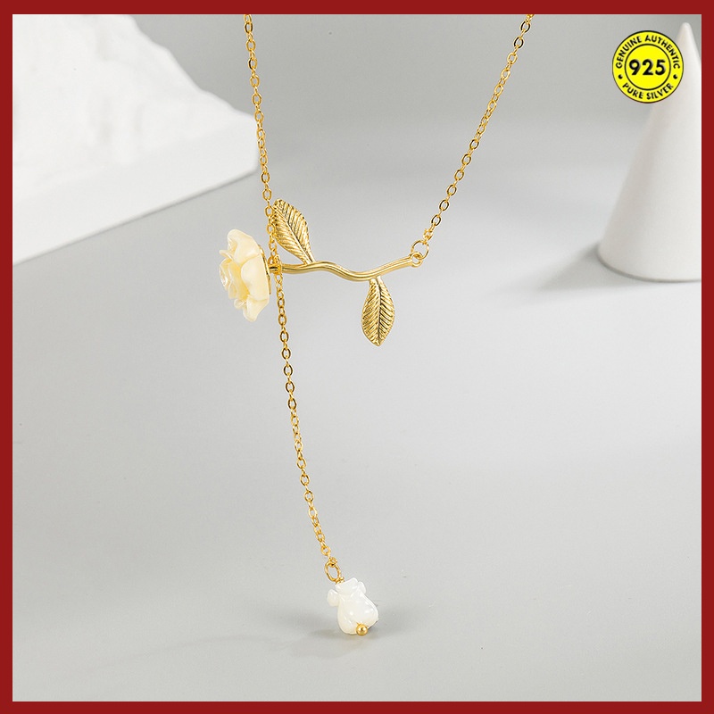 Kalung Rantai Klavikula 18K Gold Plated Warna Perak Tahan Air Gaya Retro Untuk Wanita