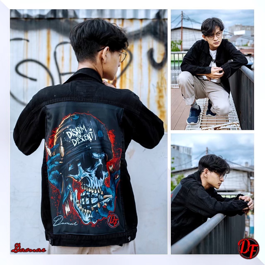 JAKET JEANS DENIM FULL PRINTING SUBLIMASI UNISEX/ MOTIF /JAKET JEANS HITAM / JAKET JEANS DEWASA/ JAKET JEANS FULLPRINTING BISA COD