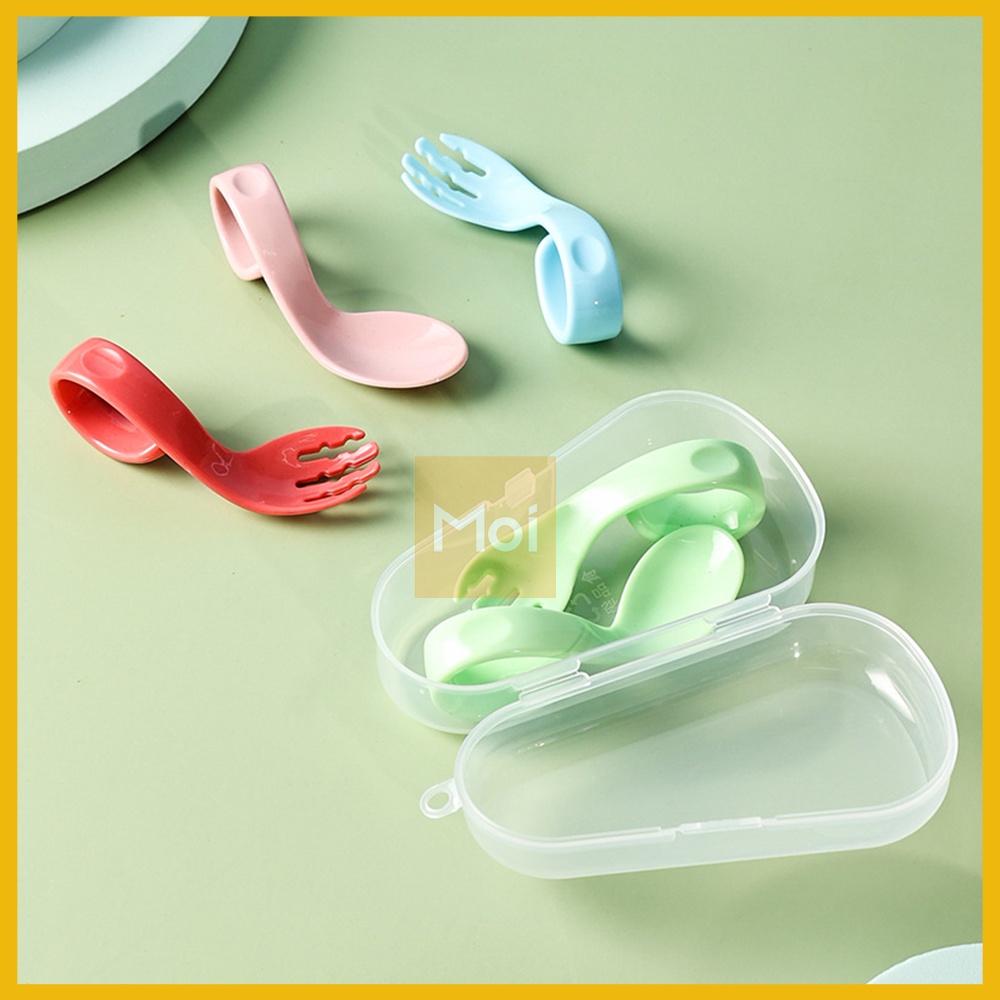 Set Sendok Garpu Anak Training Belajar Makan / Self Feeding / Toddler Spoon Right Handed