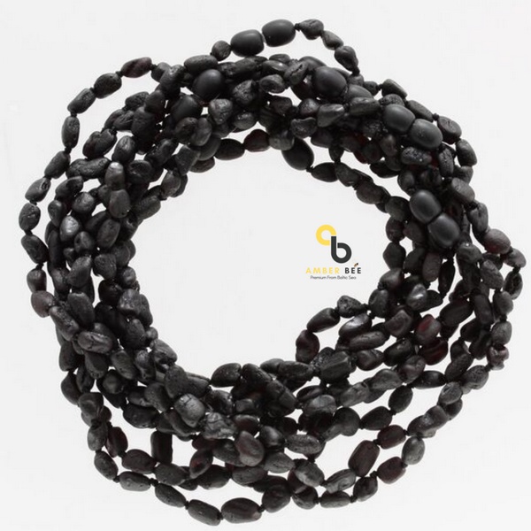 Kalung Amber Anak Premium Matte Dark Cherry Beans NMDCB120 By Amber Bee