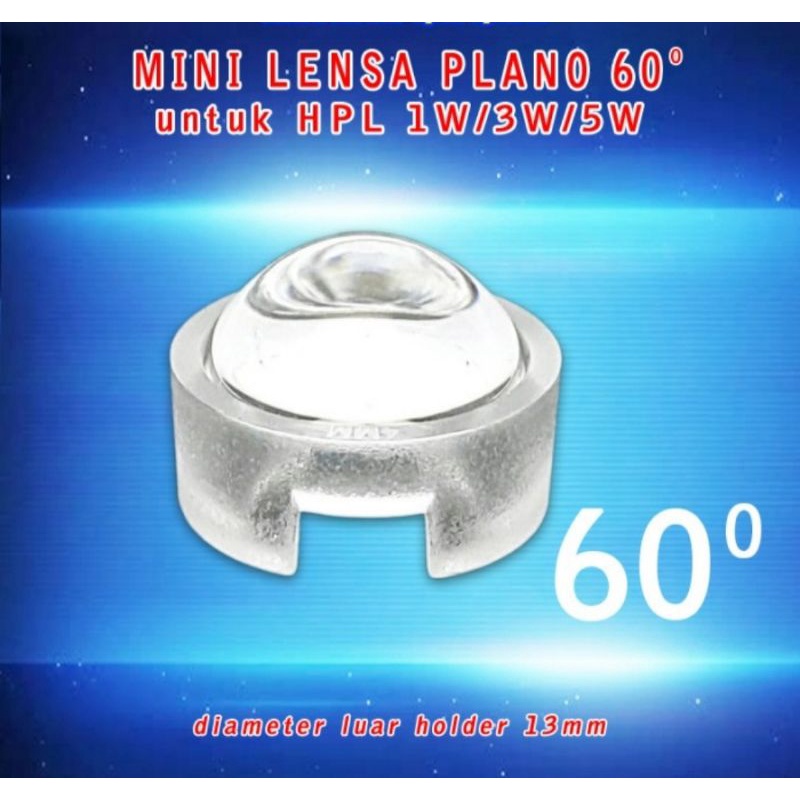 Lensa Mini HPL Plano-Convex 60 Derajat + Holder/Casing LED