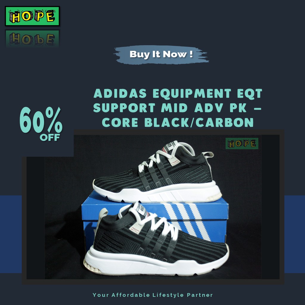 Original BNIB Adidas EQT Support Mid ADV PK - Core Black/Carbon