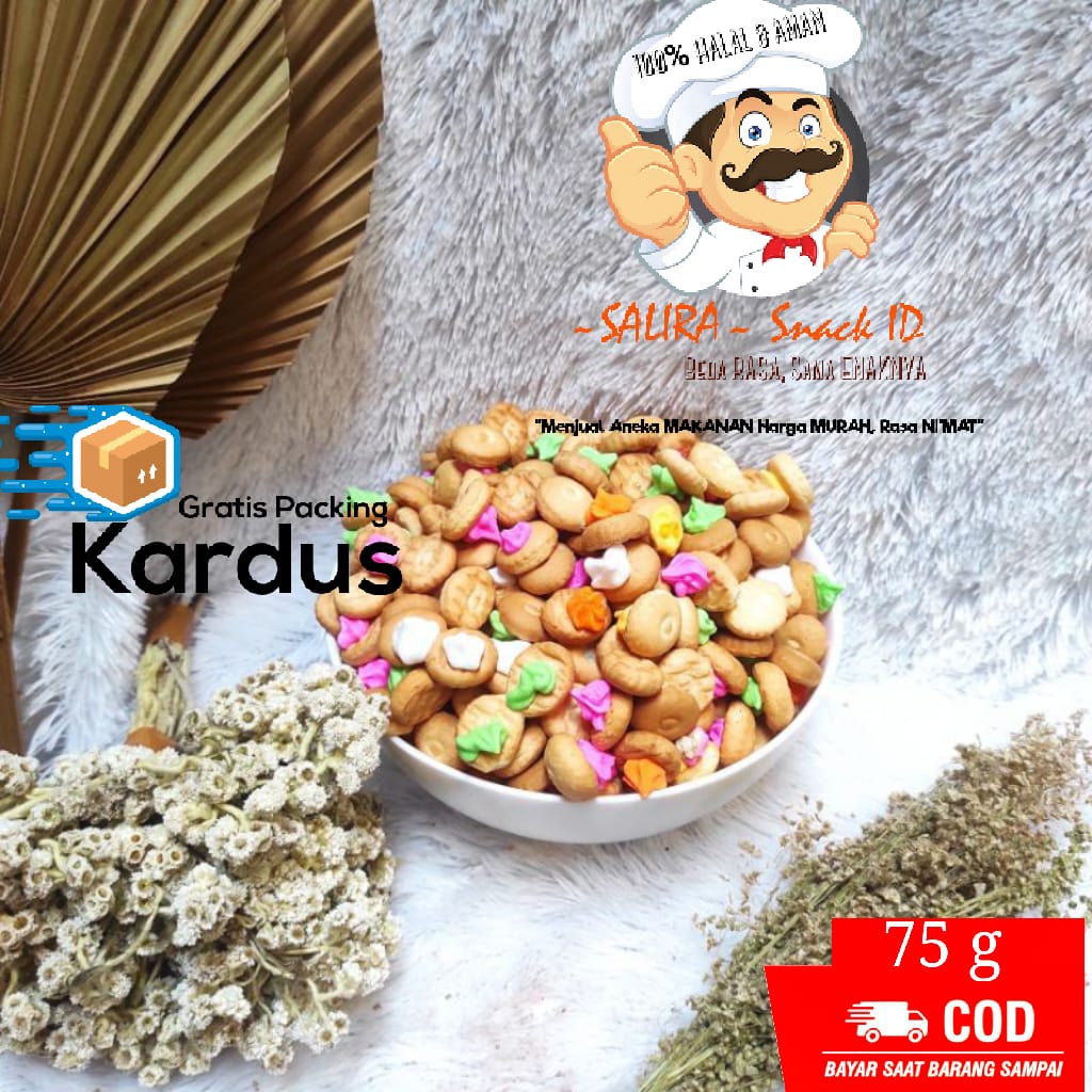 

GEMBROSE CIPUT KANCING 75g / Kue Monas / Biskuit TOPING WARNA WARNI | SNACK CEMILAN JAJANAN