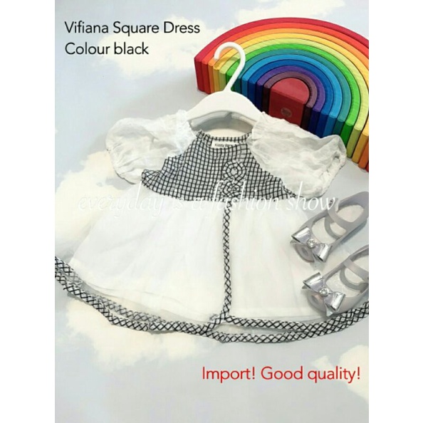 Dress Anak Soft Cotton Silky Denim Vifiana Square Kid Kids Import