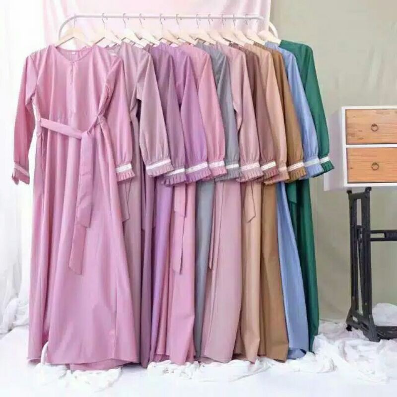 Gamis Toyobo lengan renda busui