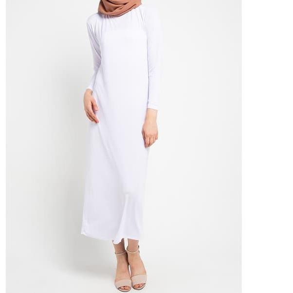 ➽ ORIGINAL LN PUTIH Dalaman Inner Gamis Muslim Kaftan Manset Panjang ☝