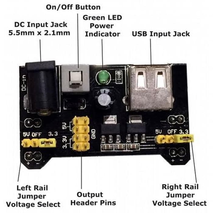 Breadboard MB102 Module Dual Power Supply 3,3V 5V Arduino Raspberry Pi