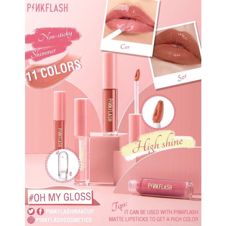 ★ BB ★ PINKFLASH OHMYGLOSS Lasting Glossy Lipgloss | PINK FLASH Lipgloss - PF L02