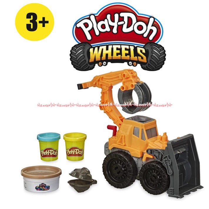 Play-Doh Wheels Front Loader Mainan Lilin Playdoh Mobil Bulldoser Tambang Pasir Mobil Capitan