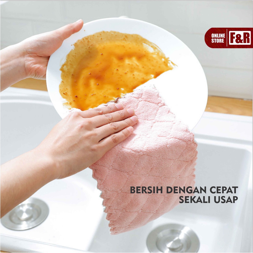 Kain Lap Microfiber Dapur Anti Minyak Lap Piring Kompor Serbet Dapur Serbaguna Lap Mikrofiber