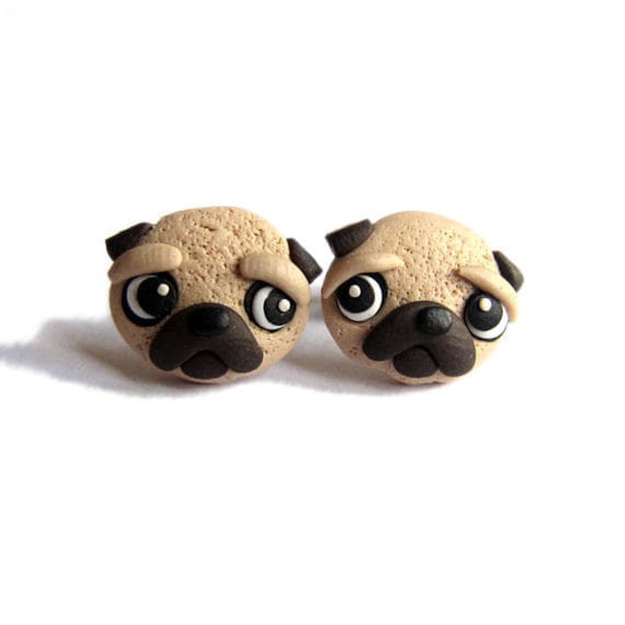 Terlaris Anting Tusuk Anak Anjing Pug Dog Lucu Handmade Clay