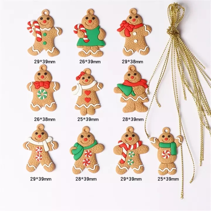 12pcs / 1 Set Gantungan Gingerbread Man Mini Bahan Plastik Untuk Dekorasi Pohon Natal