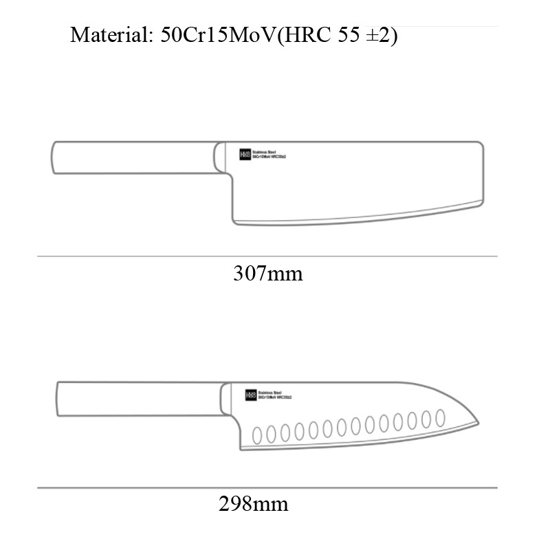 Huohou Pisau Dapur Kitchen Knife 2 PCS - HU0015 - Black