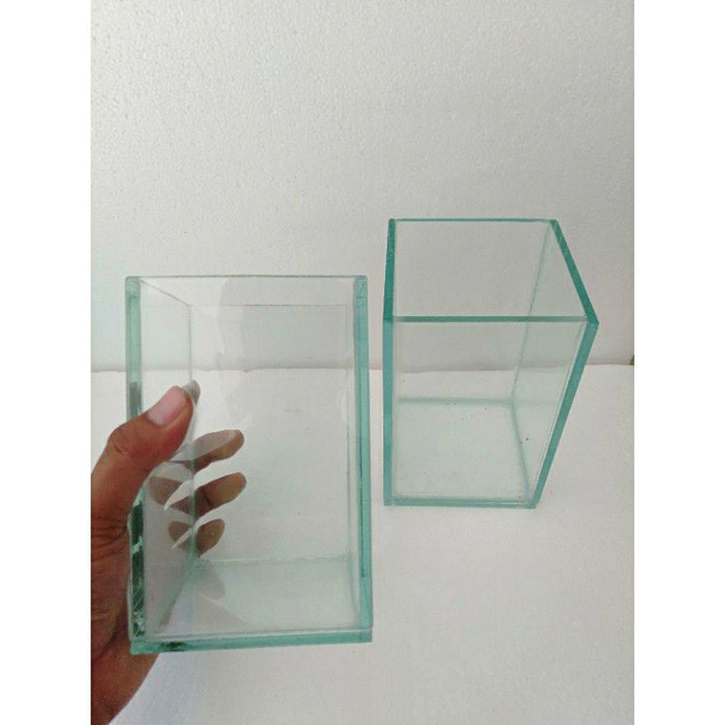 Soliter kaca 10*10*12 aquarium mini tempat ikan hias, ikan cupang, guppy dll