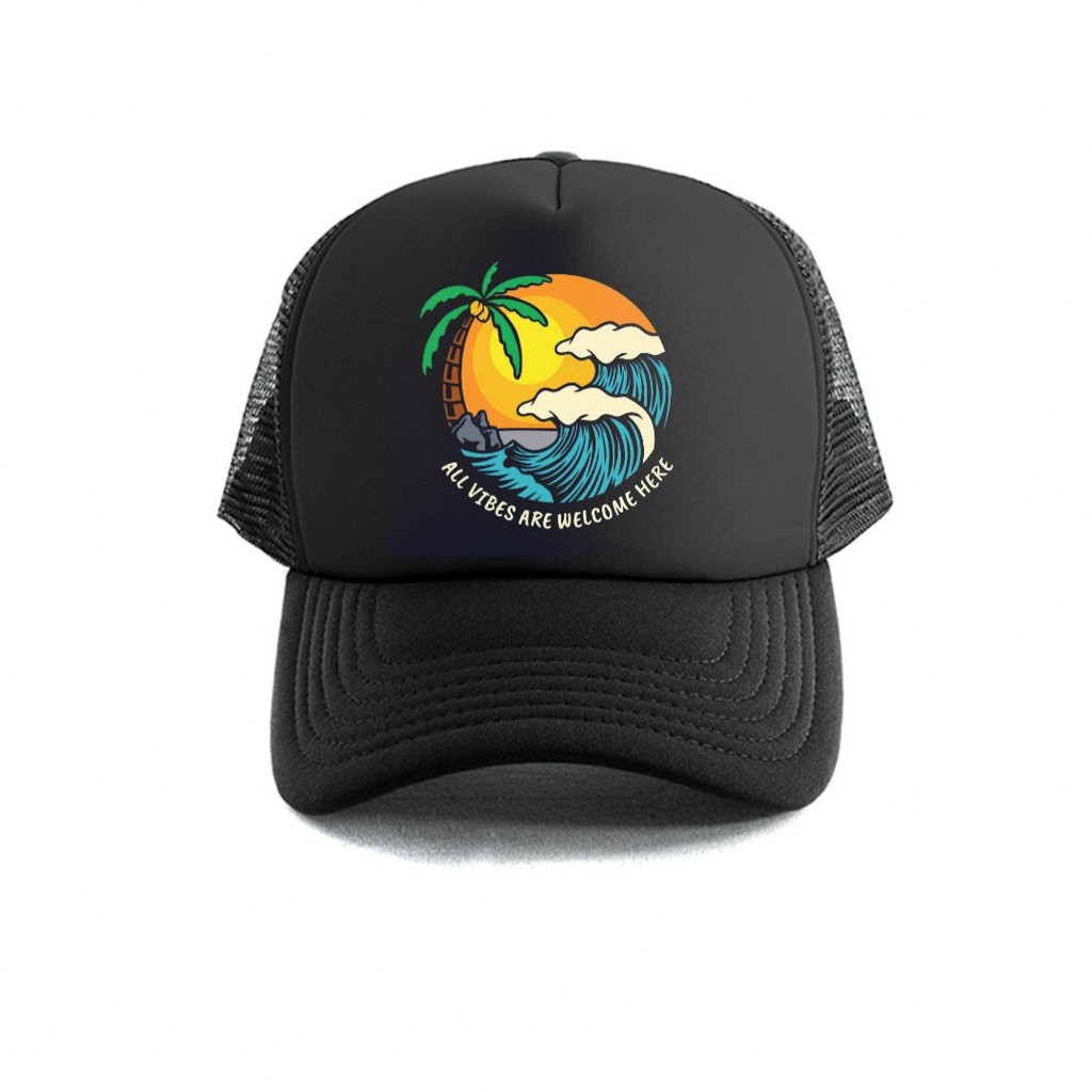 Topi Trucker Jaring Distro Pria Kualitas Premium Berkualitas Gambar Keren Tema Quotes Kata Kata Typography Jepang Motor Pantai Holiday Warna Hitam Ukuran Dewasa Terbaru 2025