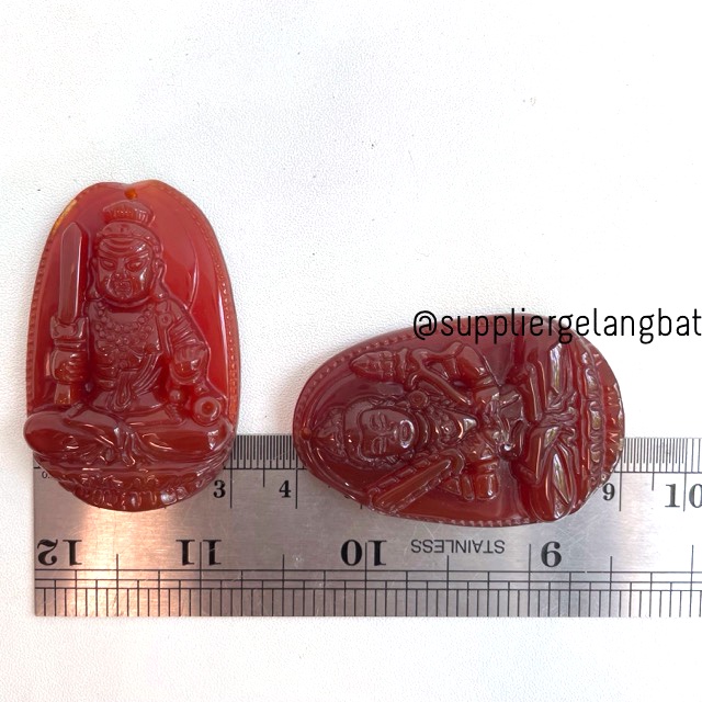 Giok China Kwan Yin Buddha Julai Kwan Kong Batu Alam Asli Liontin Kalung Hijau Merah Kuning