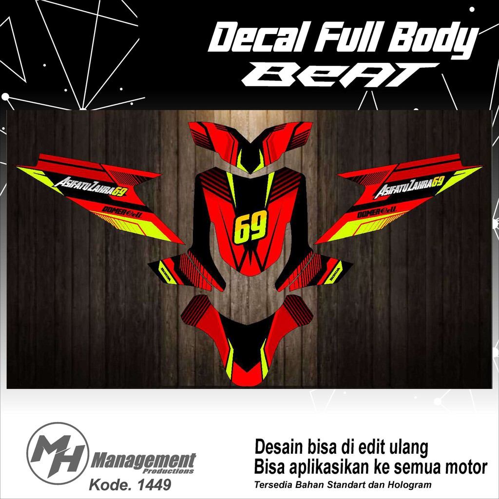 Decal Stiker Motor Full Body Honda  Beat Karbu Street / Esp / Fi / Pop Desain